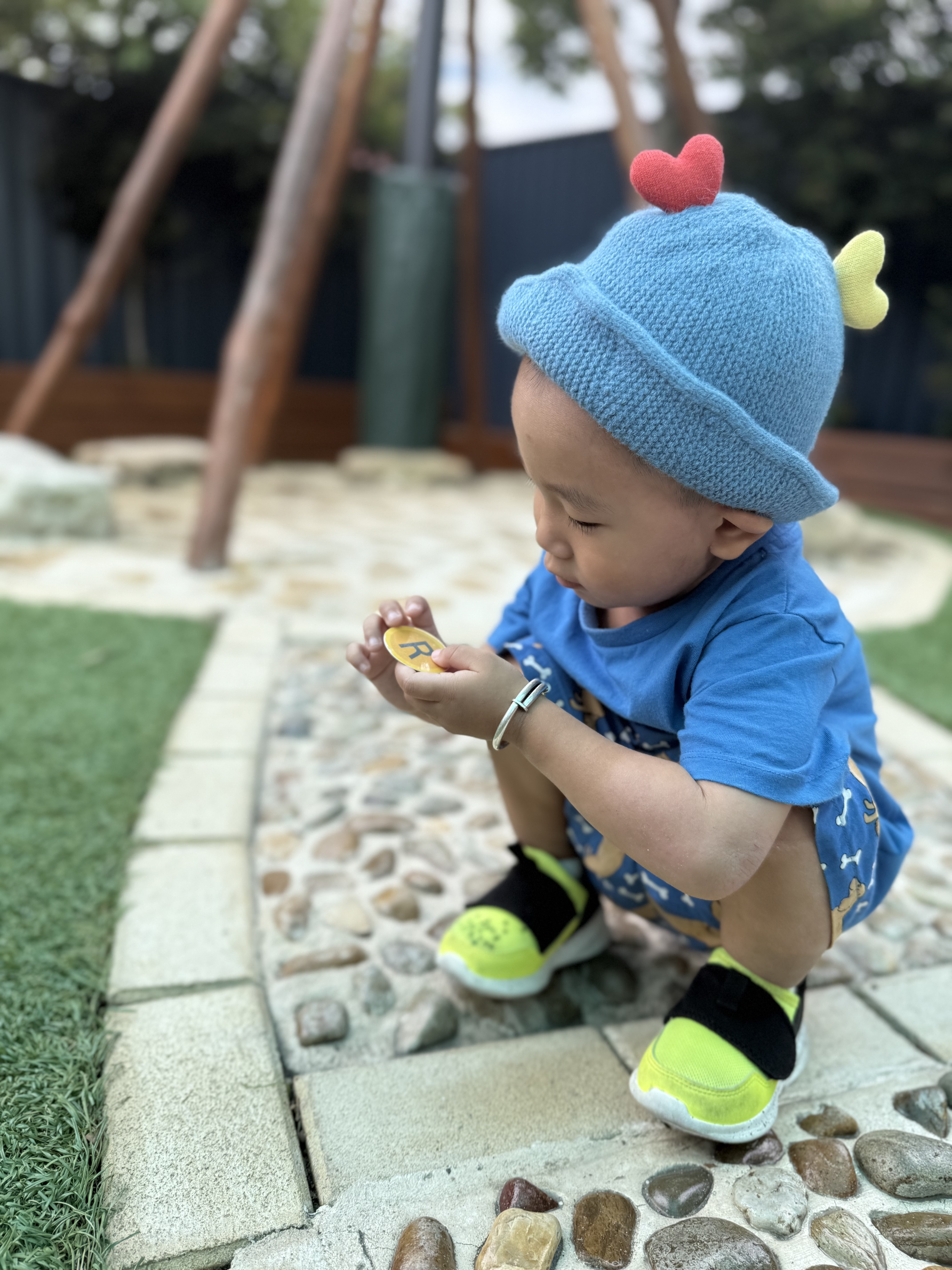 Curious child investigating the outdoors
